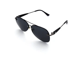 Polarized Mercedes Rimless Metal Aviator Sunglasses Gunmetal Smoke Lens MB20 - Picture 1 of 10
