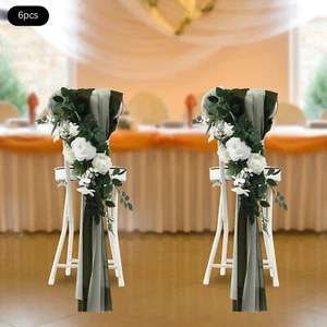 Wedding Chair Back Flowers Artificial Prevent Fading Wedding Chair Decorations - Picture 1 of 20