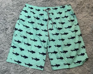 Grüner Herrenanzug mit Haifischmuster in Slip Badeshorts Kordelzug Größe L - Bild 1 von 4