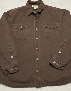 Duluth Trading Shirt Jacket Mens XL Brown Canvas Fleece Lined Heavy Chore Barn - Picture 1 of 9