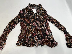 Womens Lisa D Black Paisley Sheer Top Size 3 NEW - Picture 1 of 4