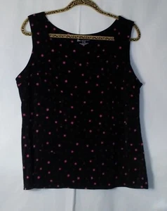 Lane Bryant Black Tank Top with Pink Polka Dots and asymmetrical draping 14/16 - Picture 1 of 5