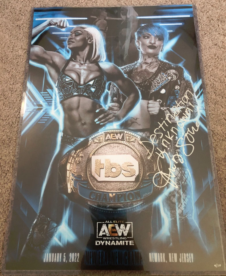 Raro póster autografiado de AEW JADE CARGILL vs. RUBY SOHO TBS CHAMPION 12x18! 9/10 Foto 1 de 1