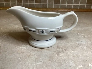 Longaberger Pottery Woven Traditions Classic Blue Gravy Sauce Boat/Bowl - Picture 1 of 4