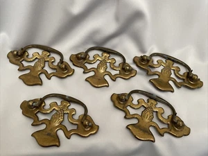 Posten 5 Vintage Messing Metall Schubladengriffe Griffe Möbelbeschläge - Bild 1 von 6
