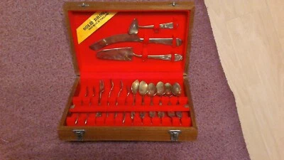 Messing Kuchenbesteck-Set aus Thailand in einer hochwertigen Holzkiste - Bild 1 von 4