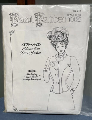Past Patterns FIG#210 1899-1902 Edwardian Dress Jacket Vintage Pattern Sz 10-18 - Image 1 of 2