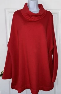 Top túnica Bryn Walker talla MEDIANO rojo bambú felpa francesa L/S capucha cuello usado en excelente estado - Imagen 1 de 10