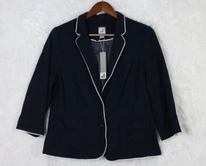 JCP Blazer Womens Large Blue 2 Button Front Formal Casual Pockets Jacket NWT - Picture 1 of 11