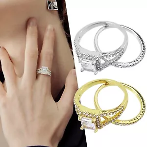 Paar Ringe klassisch vergoldet Ring Intarsien Zirkon Schmuck Ringe Mode Ringe - Bild 1 von 30