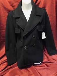 NWT Croft And Barrow Women’s Black Pea Coat Size Medium Polyester - Picture 1 of 14