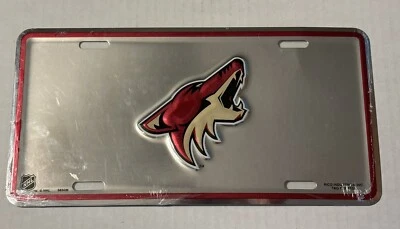 NHL Arizona Coyotes Metal Auto Front Plate Logo Rico Silver Red *READ* - Image 1 of 4