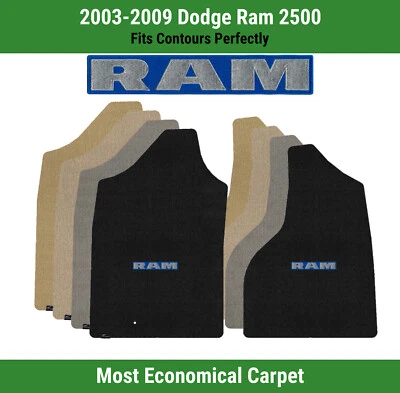 Alfombrillas delanteras Lloyd Velourtex para Dodge Ram 2500 '03-09 con Ram plateada sobre azul Foto 1 de 4