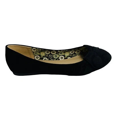 Zapatos de ballet planos negros Ollio para mujer talla 8,5 sin cordones cómodos gamuza sintética Foto 1 de 4