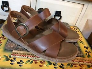 Born Women's Size 10 Open Toe Slingback  Sandals Brown Leather Made in Mexico
