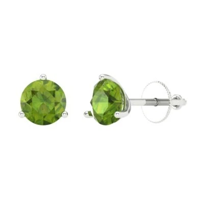 Peridot Stud Earrings for Women, Screw back (2 cttw, 6.5mm, Round-Cut) - Image 1 of 4