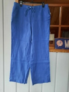 JM Collection Linen & Cotton Pull Up Pants Relaxed Fit Straight Leg Sz 12 - Picture 1 of 6