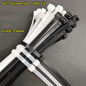 Corbatas de cable de 3,6 mm de ancho nailon con cremallera fuertes largas múltiples tamaños blancos/negros - Imagen 1 de 12