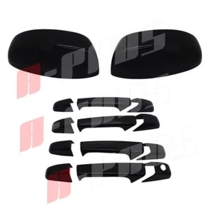Fit 07-13 CHEVY SILVERADO GMC Sierra 4 DOOR HANDLE+TOP MIRROR Black Gloss COVERS - Foto 1 di 1