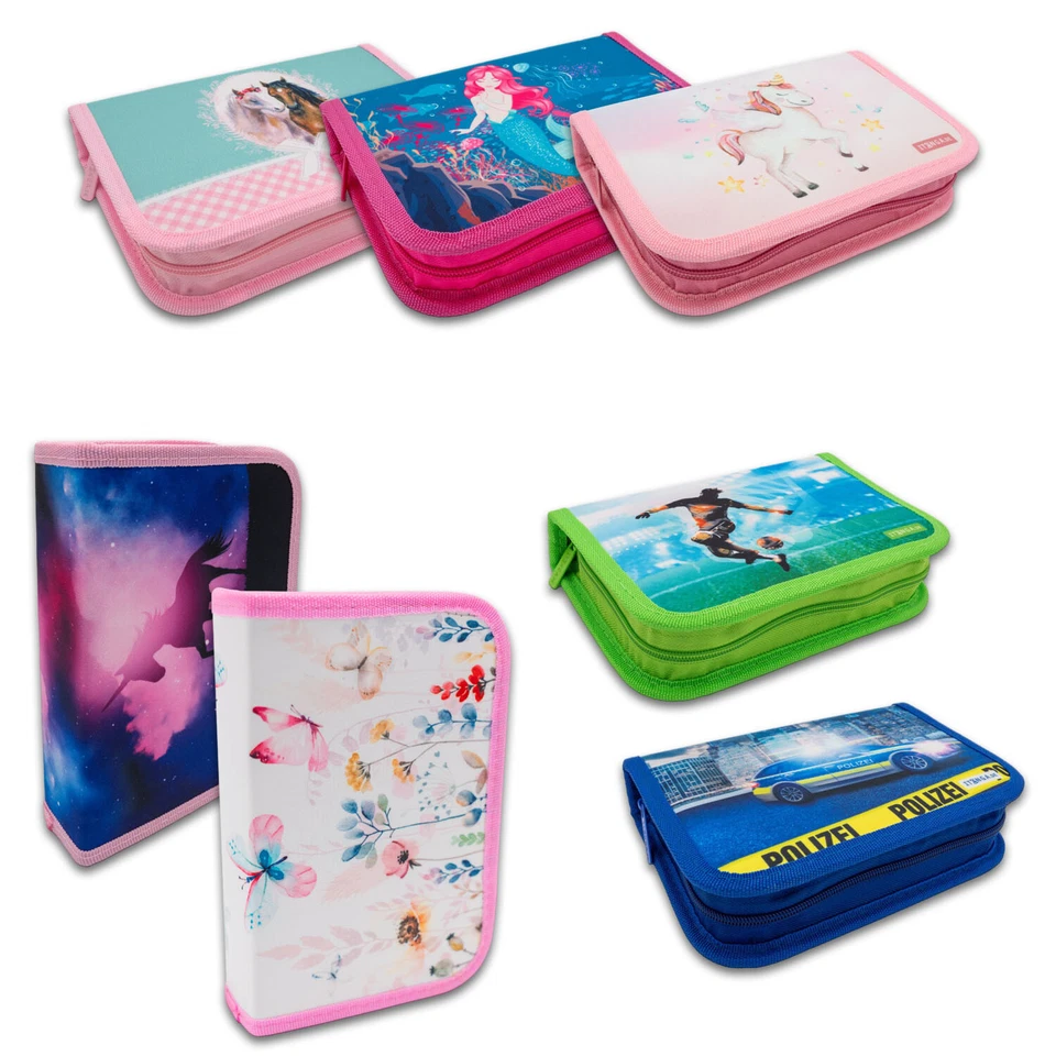 itenga Feder Mäppchen Etui 28 teilig gefüllt 1 Zipper Federmappe Jungen Mädchen - Bild 1 von 1