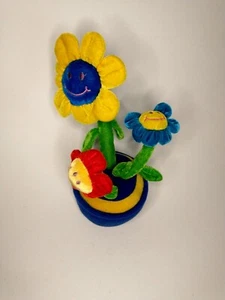 Vintage Plush Flowers Smiling Flexible in the Blue Pot 1999 DGE Carousel Toy - Picture 1 of 6