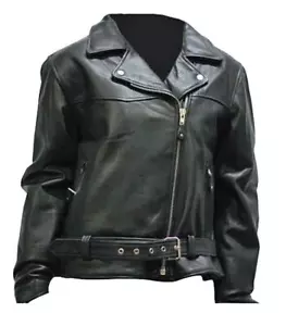 Mujer Chaqueta Cuero Medio Cinturón Múltiples Bolsillos Retro Cremallera Motocicleta - Imagen 1 de 5