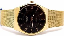 Authentic Omax Mesh Band Slim Watch Waterproof Golden Numeral & 24 Hours