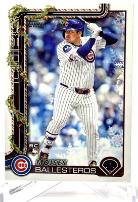 MOISES BALLESTEROS RC 2025 TOPPS HOLIDAY #154 CHICAGO CUBS ROOKIE NEAR MINT - Image 1 of 2