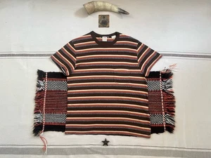 Levis LVC T-Shirt L Stripe 60s Casuals Brown Grey Vintage Clothing Single Stitch - Picture 1 of 12