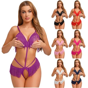 Damen Nachtwäsche Schlafanzug Dessous Offener Jumpsuit Stringbody Overall Sexy - Picture 1 of 102