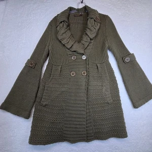 Cardigan donna grosso indie maglione cappotto XL misto lana scialle anni 90 boho oversize - Foto 1 di 14