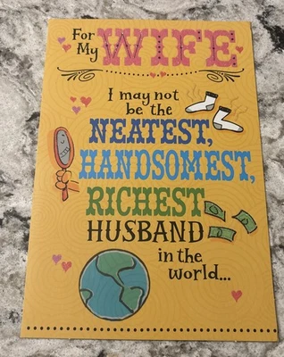 Anniversary For My Wife WITH TRACKING Cute Funny 5.5”x8” Hallmark Greeting Card - Image 1 of 4