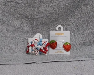 NEW GYMBOREE SUMMER STRAWBERRY BURST CLIP BARRETTES & CURLY BOW CLIP - Picture 1 of 1