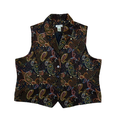 ORVIS Waistcoat Mens Size XL Paisley Patterned Brown Multicolour Jacket Formal - Image 1 of 4