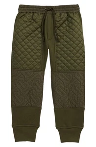 Burberry Kids' Timothie Monogram Quilted Joggers in Moss Green , Size 6Y - Picture 1 of 1