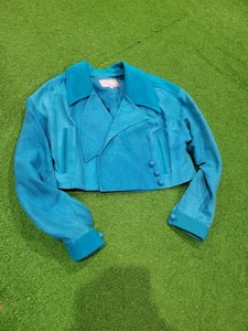 Platinum by Dorothy Schoelen Teal Blazer 80s Vibes - Picture 1 of 5