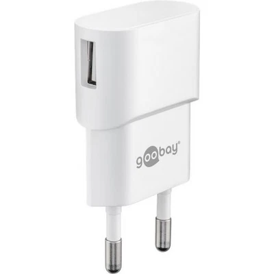 Goobay Caricatore USB 1A 5W Compatto Spina Europea Bianco - Immagine 1 di 4