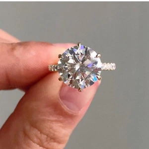 Elegant 3 Carats Round Certified VVS Lab Grown Diamond Ring 10k Gold - Picture 1 of 7