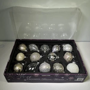 14 handverzierte Glas Weihnachtsschmuck Kirkland Signatur im Originalkarton - Bild 1 von 16