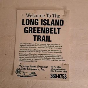 Vintage Long Island Greenbelt Konferenz schwer wetterfest Kunststoff Wanderschild - Bild 1 von 9