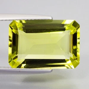 9,01 Cts FENOMENAL (16 x 11 mm) CORTE RECTANGULAR NATURAL ORO VERDE LIMÓN CUARZO - Imagen 1 de 7