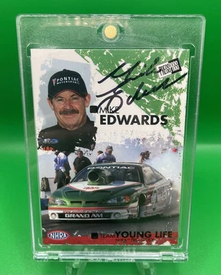 Mike Edwards YOUNG LIFE 2005 PRESS PASS #32 signed PRO STOCK NHRA card RARE - Image 1 of 2