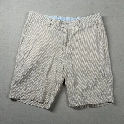 Maus Hoffman Shorts Mens 34 Seersucker Chino Tan Beige Nautical Preppy Beach 9" - Image 1 of 4