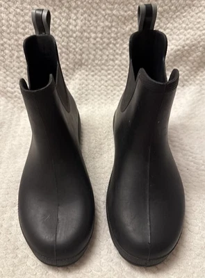 Totes Chelsea Botas de Lluvia Mujer 8 Negras Impermeables Tobillo Tirar de Goma Zapatos Foto 1 de 4