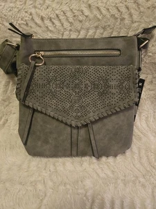Borsa da viaggio Violet Ray grigio antracite scamosciata lavorata tracolla multitasche - Foto 1 di 12