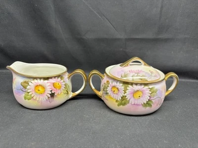 Antiguo Noritake "MARGARITA" (margaritas) ~ Japón ~ crema y azucarero con tapa Foto 1 de 4
