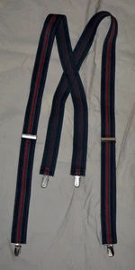 Pelican USA Hosenträger grau schwarz rot Streifen Metallclips verstellbar elastisch - Bild 1 von 3