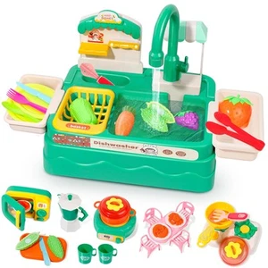 Play Kitchen Sink with Running Water, Sink Toy with Faucet, Play Dishes for K... - Picture 1 of 7
