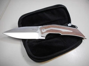 Reate Knives T4000 Stonewashed and Satin Plain Blade Brown Linen Micarta Handle - Picture 1 of 8