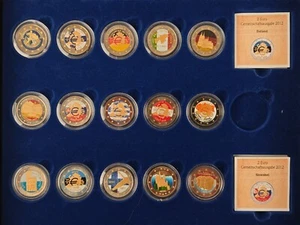 2 Euro Münze 15 x - 10 Jahre Bargeld, mit Gold & Farbapplikation, mit Zertifikat - Bild 1 von 12